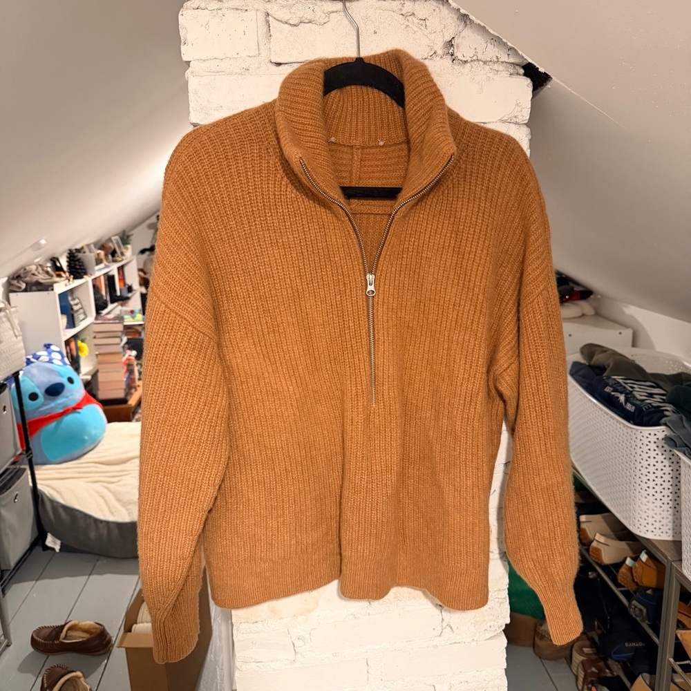 Everlane Womens Felted Merino Wool 1/4 Zip Sweater